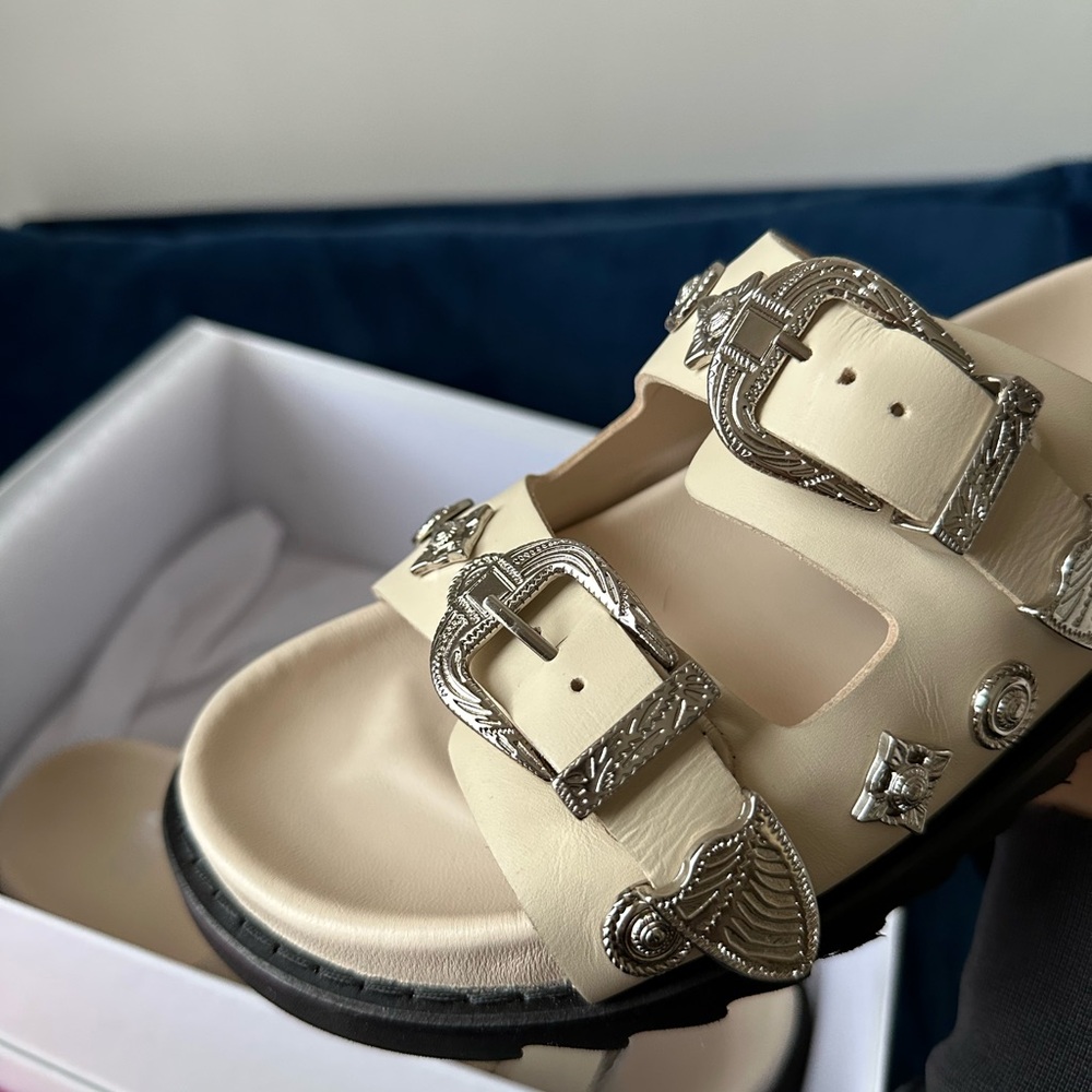 Cream Sandals with Silver Accents NWT